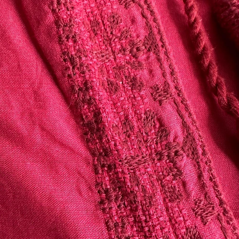 Madewell red embroidered popover with tassel ties - Picture 11 of 13